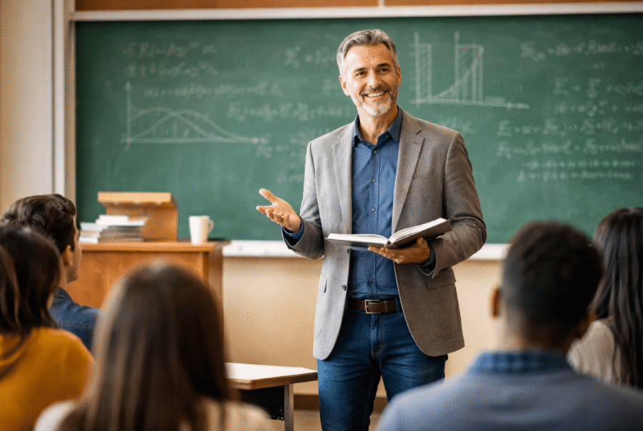 College professor teaching